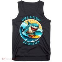 Orlando Florida Happy Surfing Shark Souvenir Tank Top thumb 0