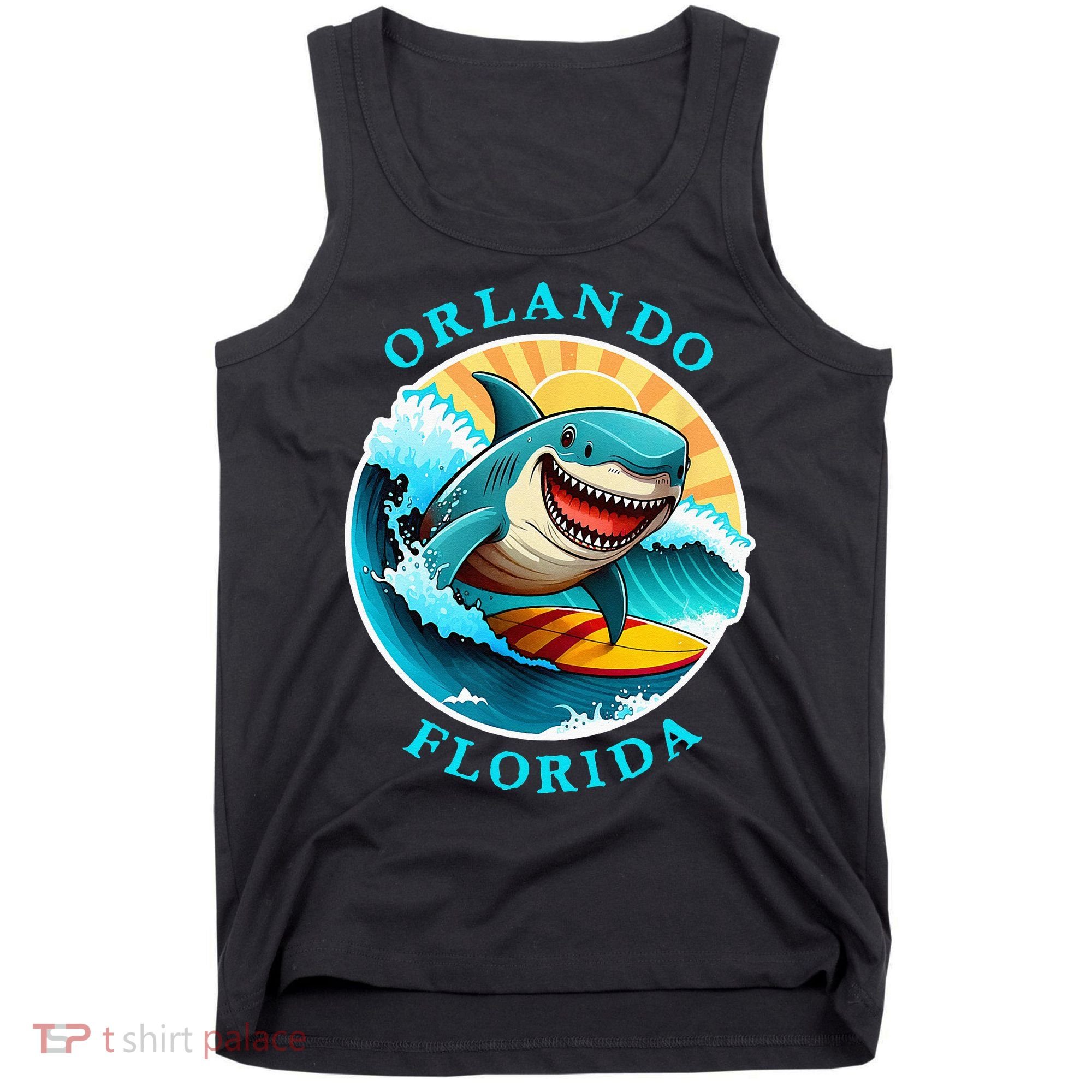 Orlando Florida Happy Surfing Shark Souvenir Tank Top
