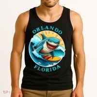 Orlando Florida Happy Surfing Shark Souvenir Tank Top thumb 3