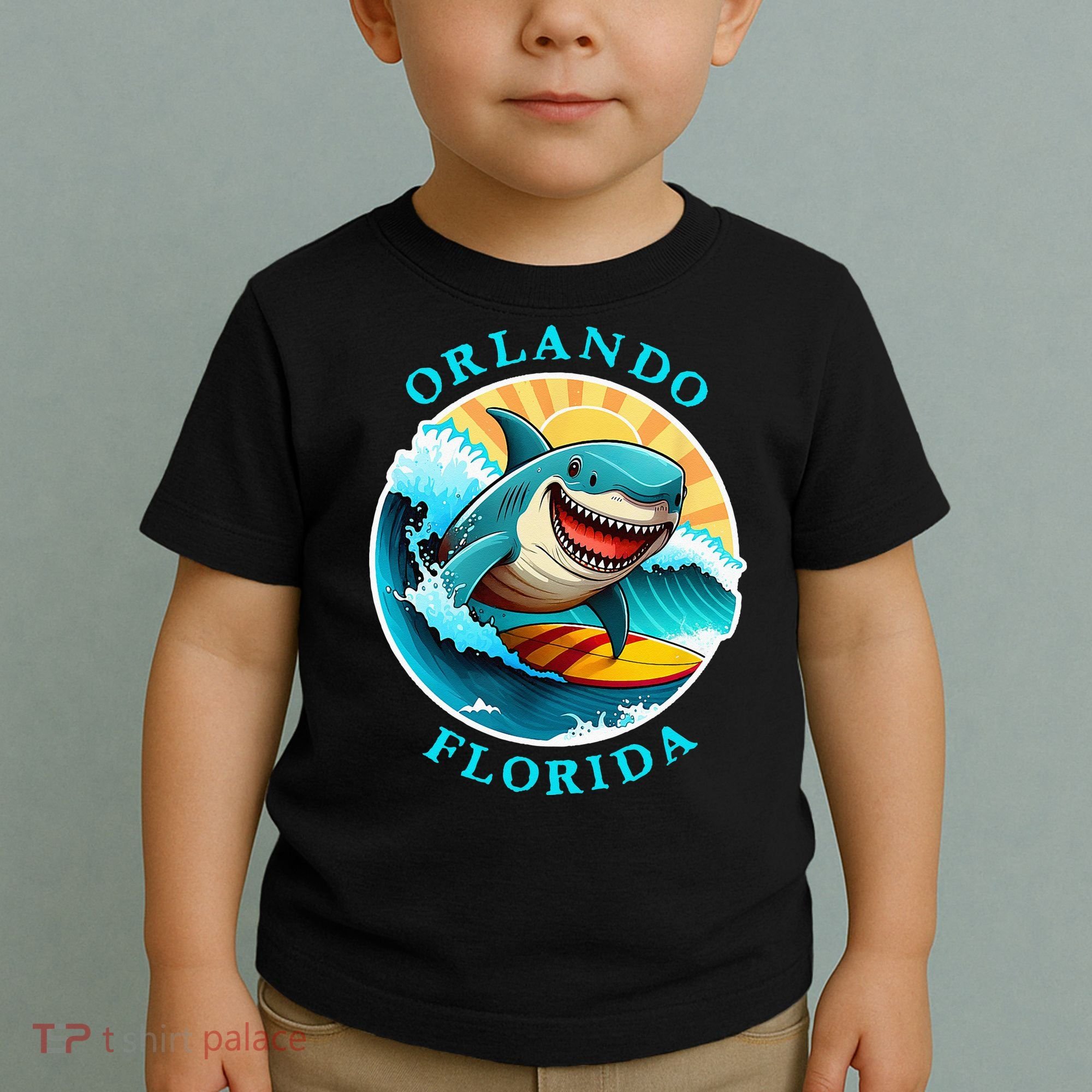 Orlando Florida Happy Surfing Shark Souvenir Toddler T-Shirt