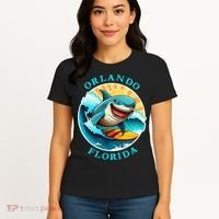 Orlando Florida Happy Surfing Shark Souvenir Women's T-Shirt thumb 4