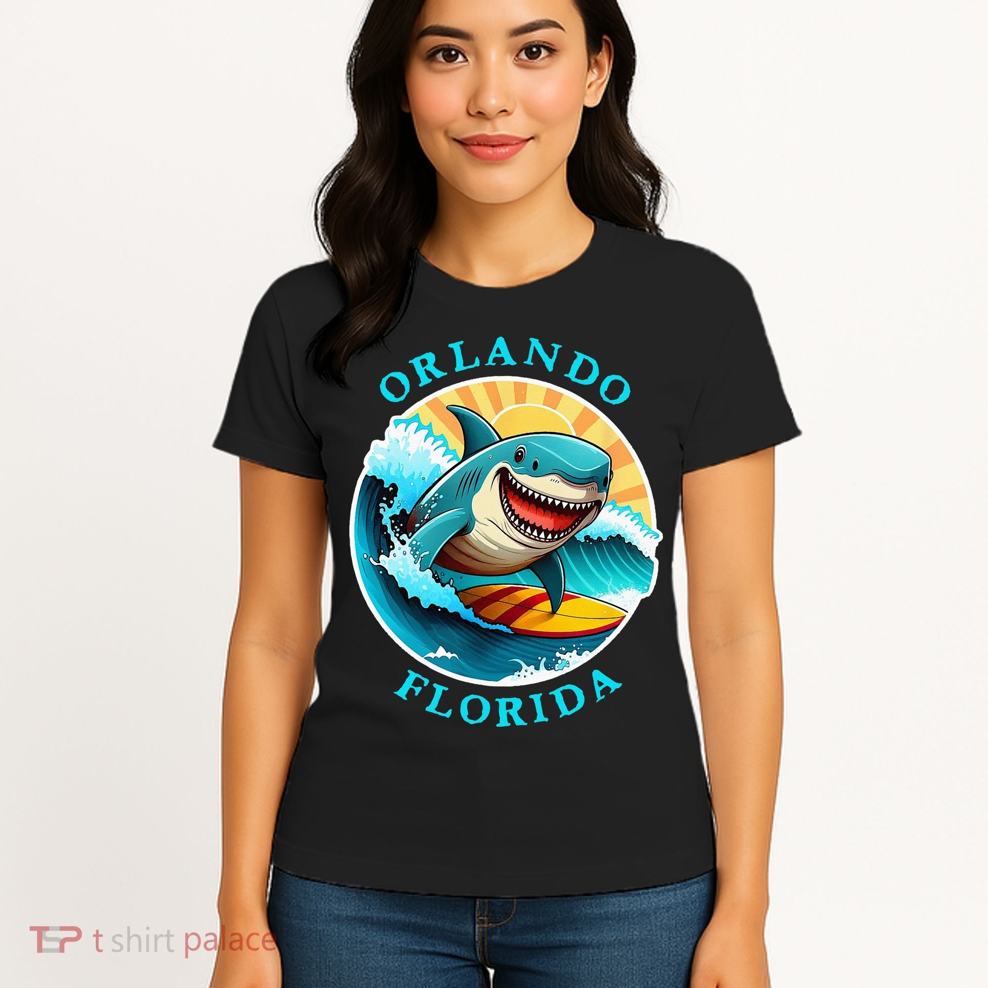 Orlando Florida Happy Surfing Shark Souvenir Women's T-Shirt