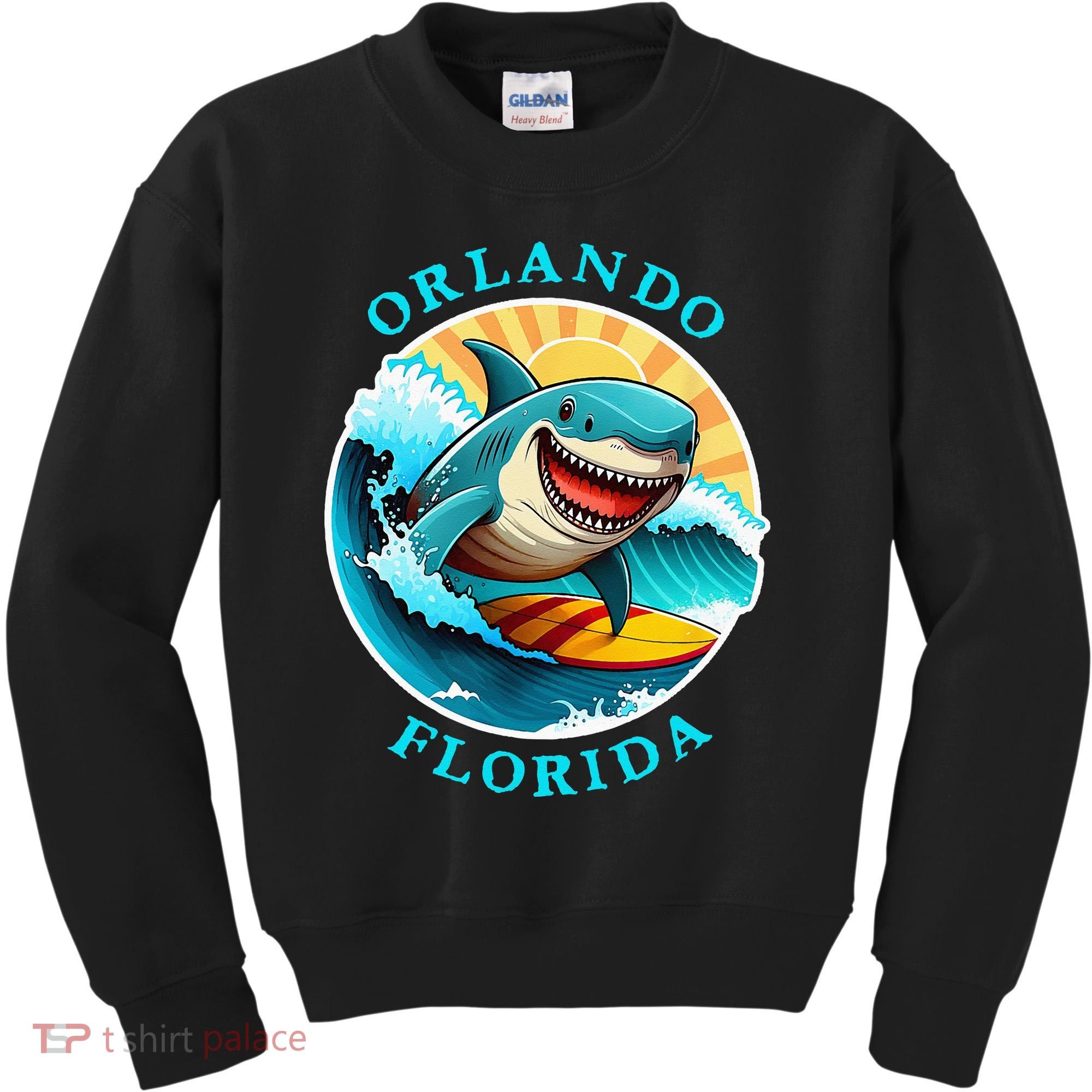 Orlando Florida Happy Surfing Shark Souvenir Kids Sweatshirt