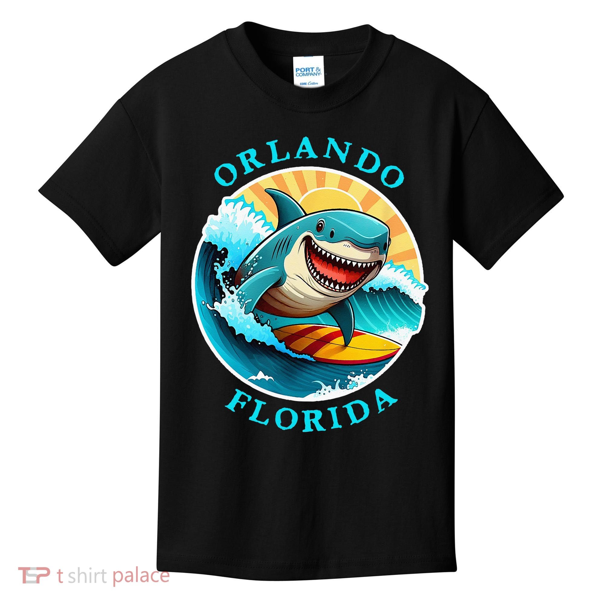 Orlando Florida Happy Surfing Shark Souvenir Kids T-Shirt