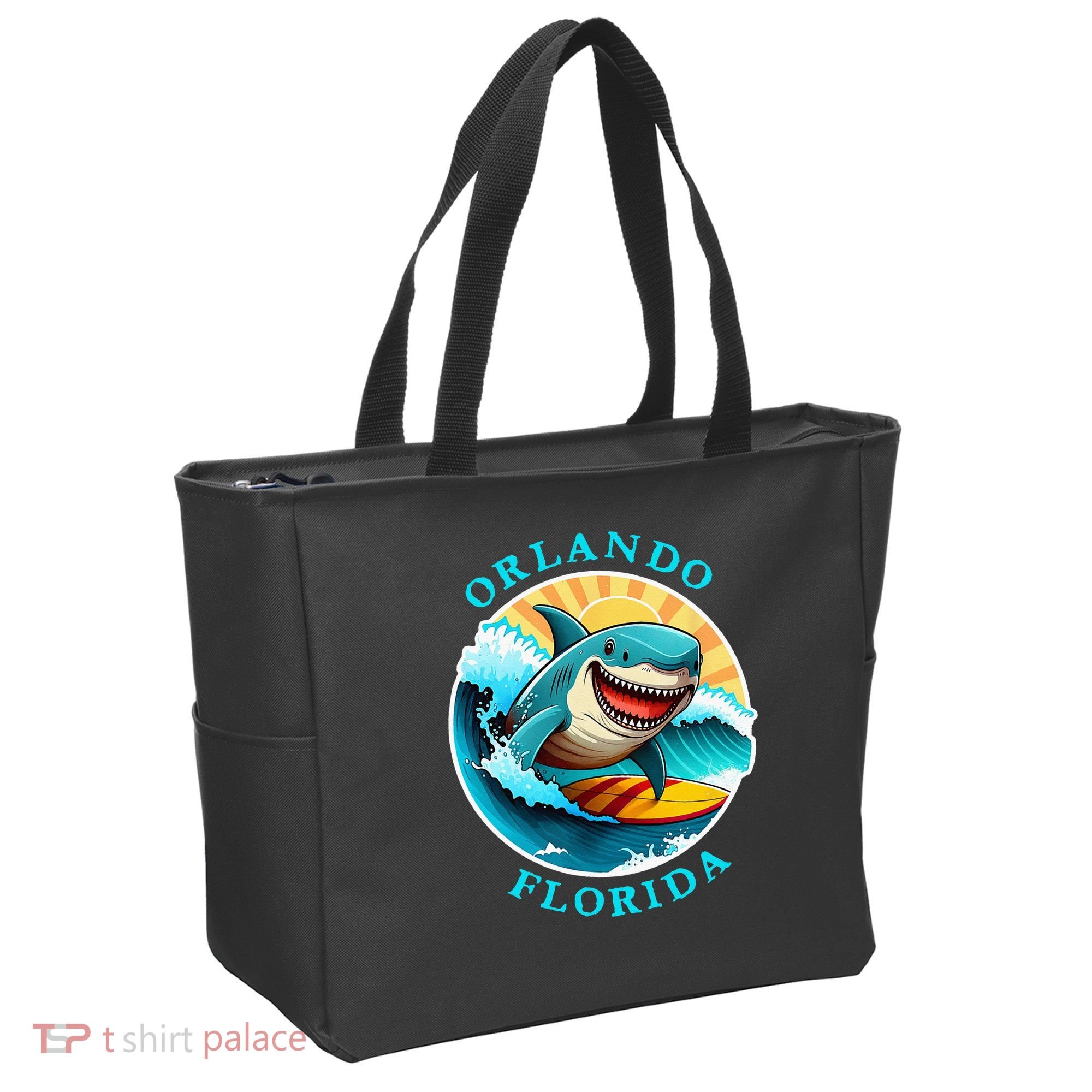 Orlando Florida Happy Surfing Shark Souvenir Tote Bag