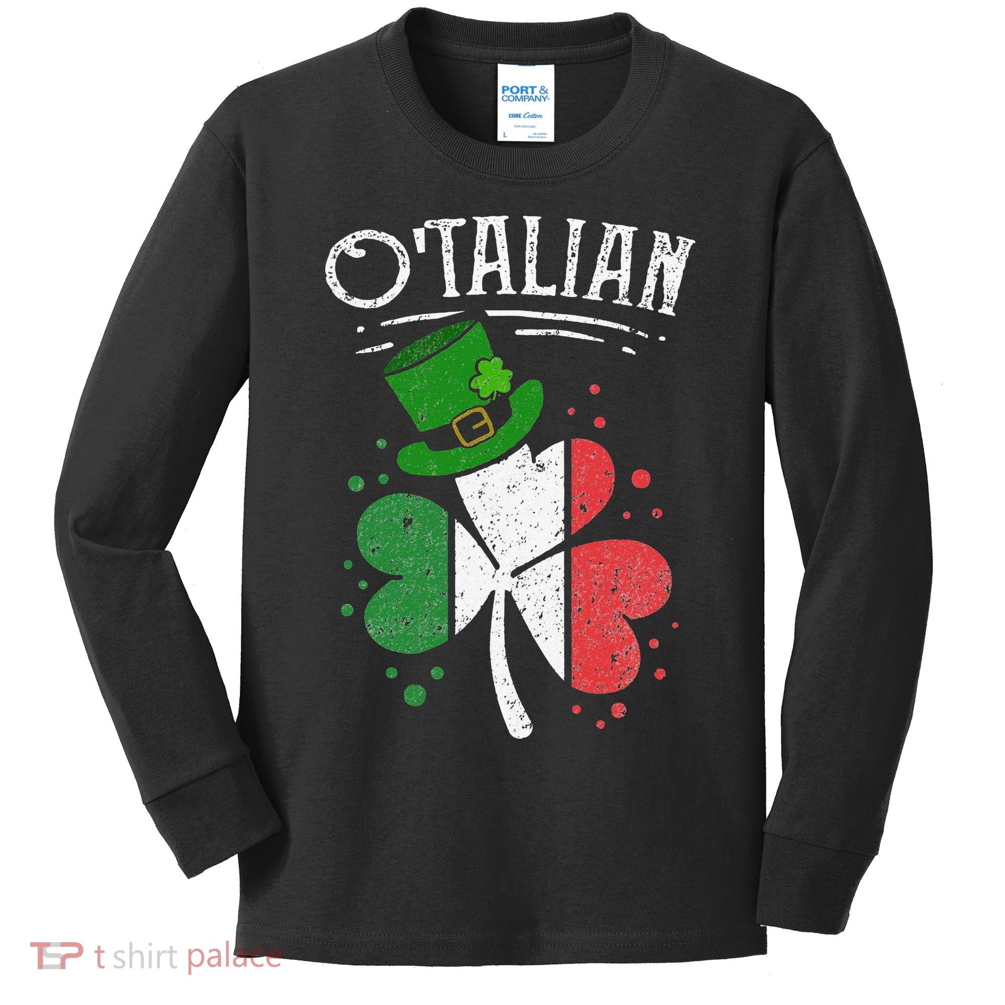 O'talian Funny Italian Irish green St Patrick's Day Kids Long Sleeve Shirt