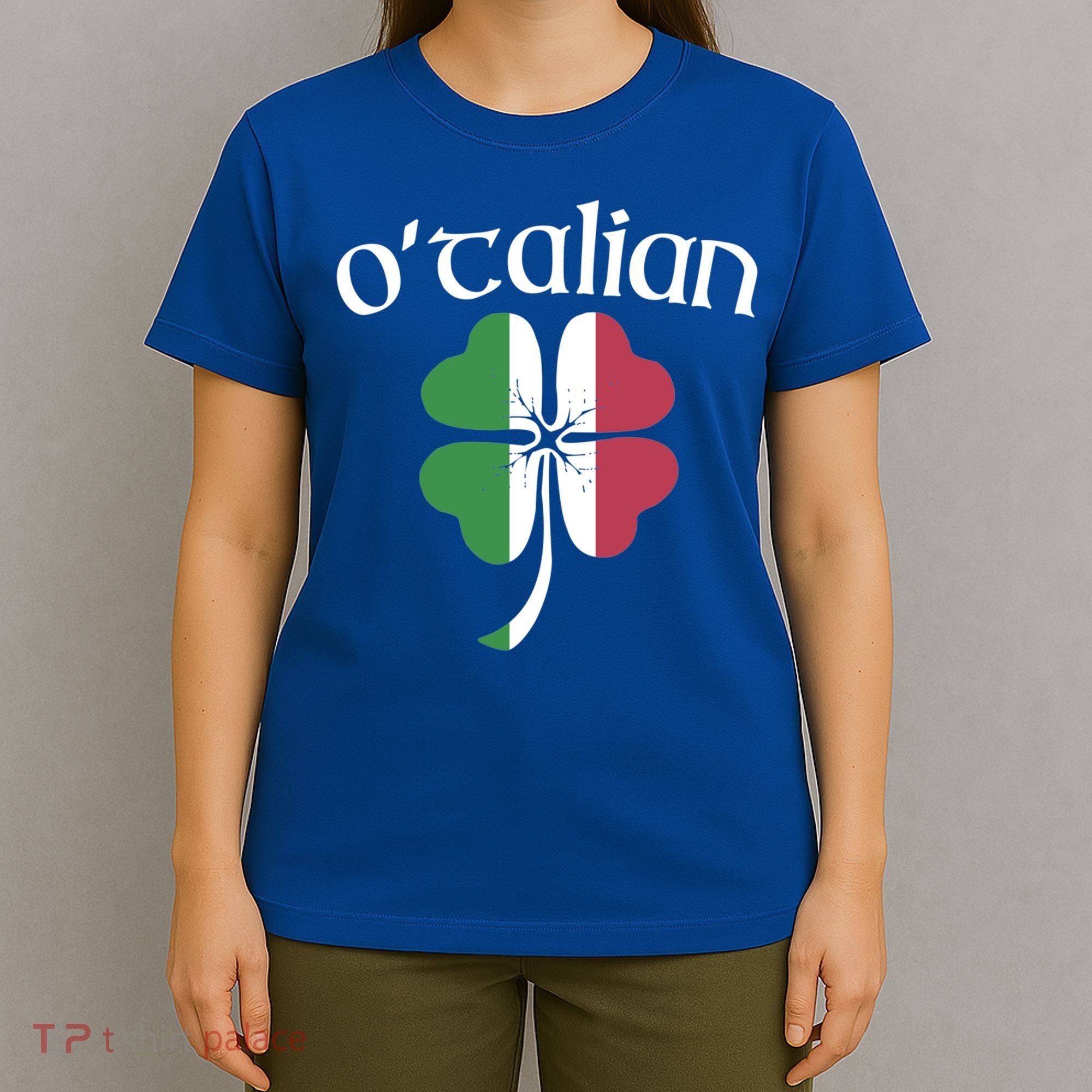 O'talian Funny Italian Irish St Patrick's Day Shamrock Flag Gift T-Shirt