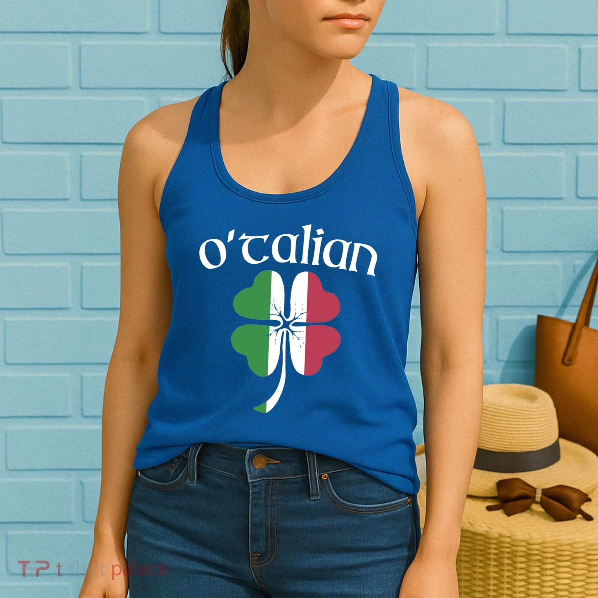 O'talian Funny Italian Irish St Patrick's Day Shamrock Flag Gift Women's Tank Top