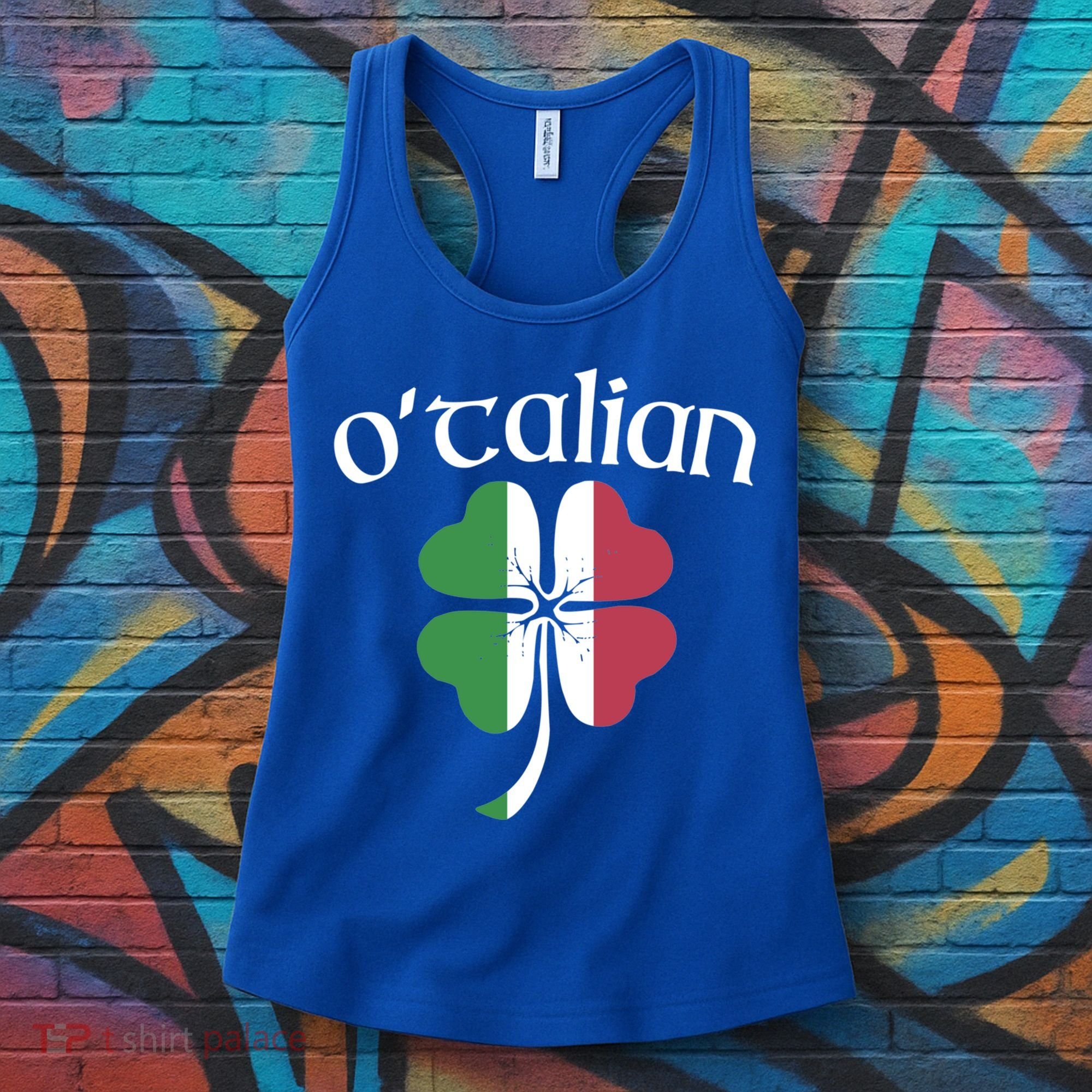 O'talian Funny Italian Irish St Patrick's Day Shamrock Flag Gift Women's Tank Top