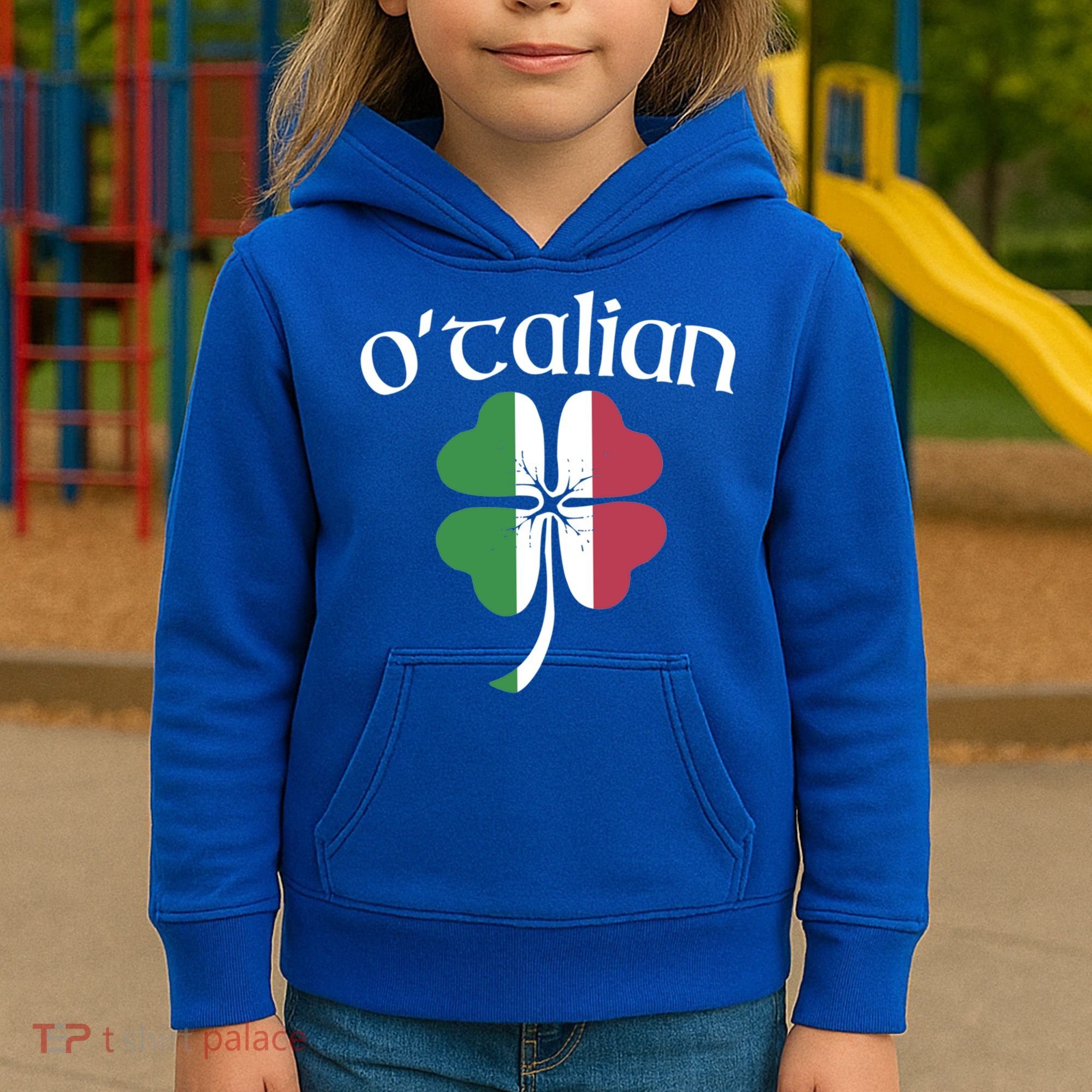 O'talian Funny Italian Irish St Patrick's Day Shamrock Flag Gift Kids Hoodie