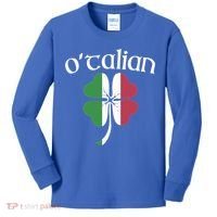 O'talian Funny Italian Irish St Patrick's Day Shamrock Flag Gift Kids Long Sleeve Shirt thumb 0