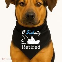 O'Fishally Retired Funny Fisherman Retirement USA-Made Doggie Bandana thumb 1
