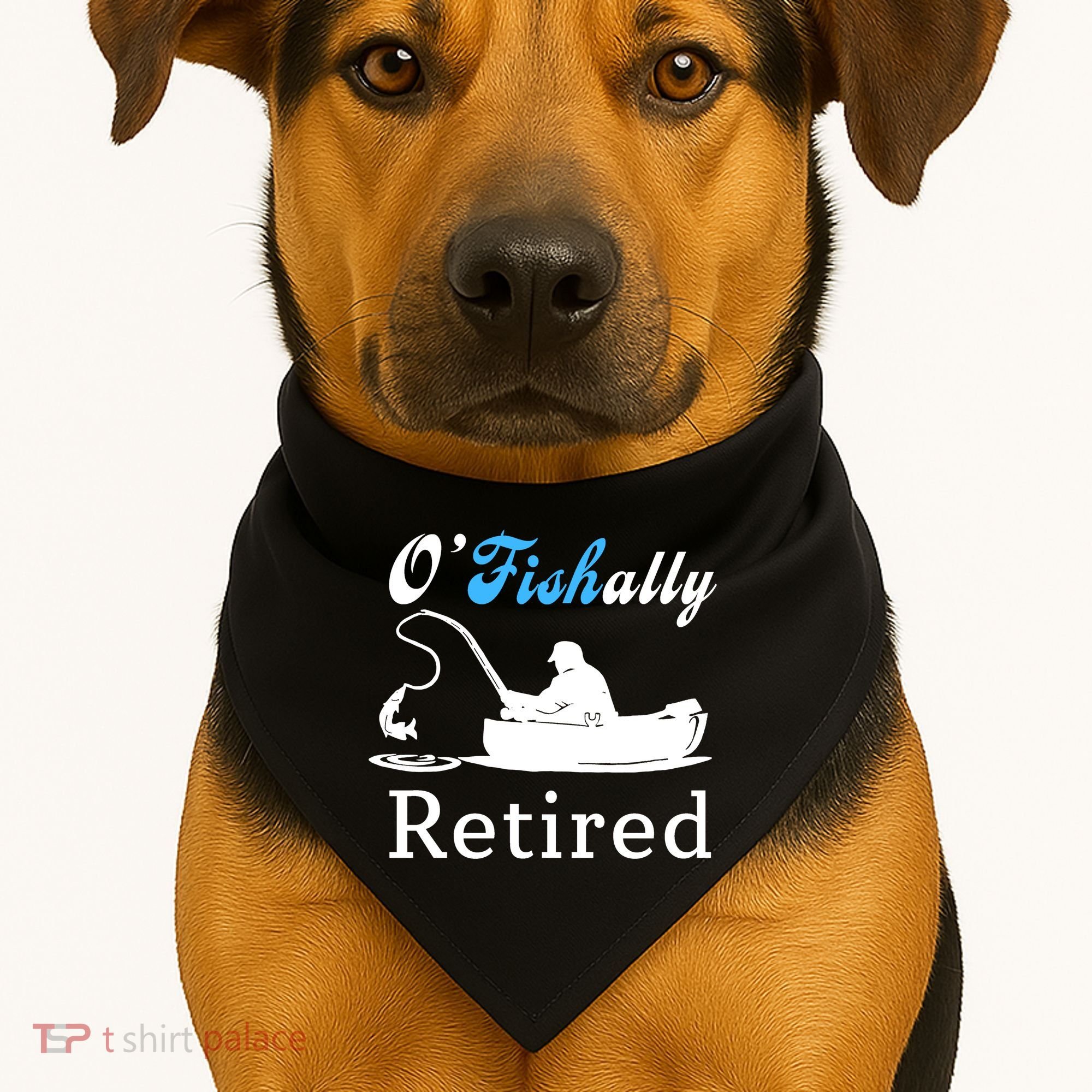 O'Fishally Retired Funny Fisherman Retirement USA-Made Doggie Bandana