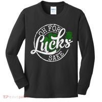 Oh For Lucks Sake Funny Saint Paddy's Day St Patrick's Day Kids Long Sleeve Shirt thumb 0