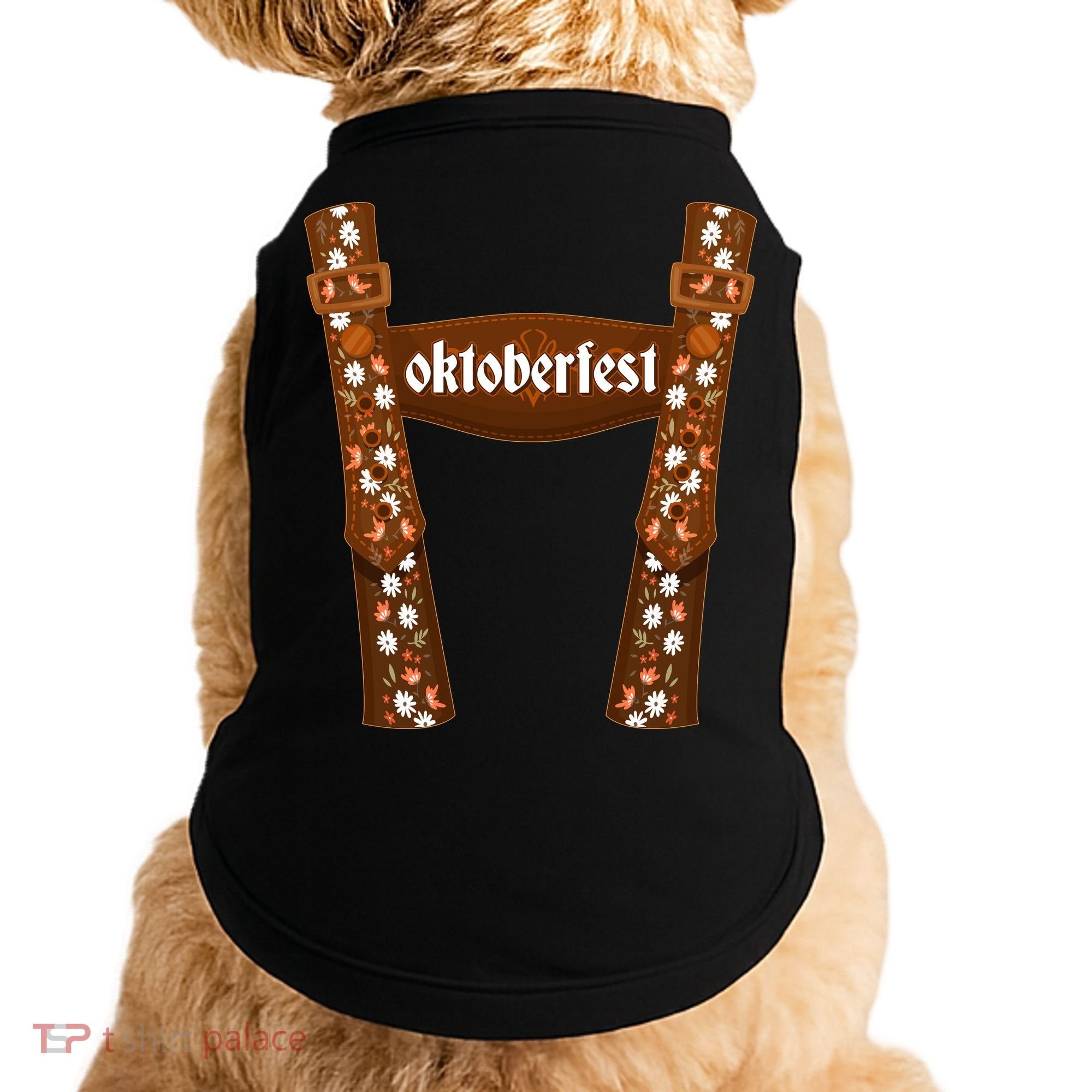 Oktoberfest Floral Lederhosen Doggie Tank