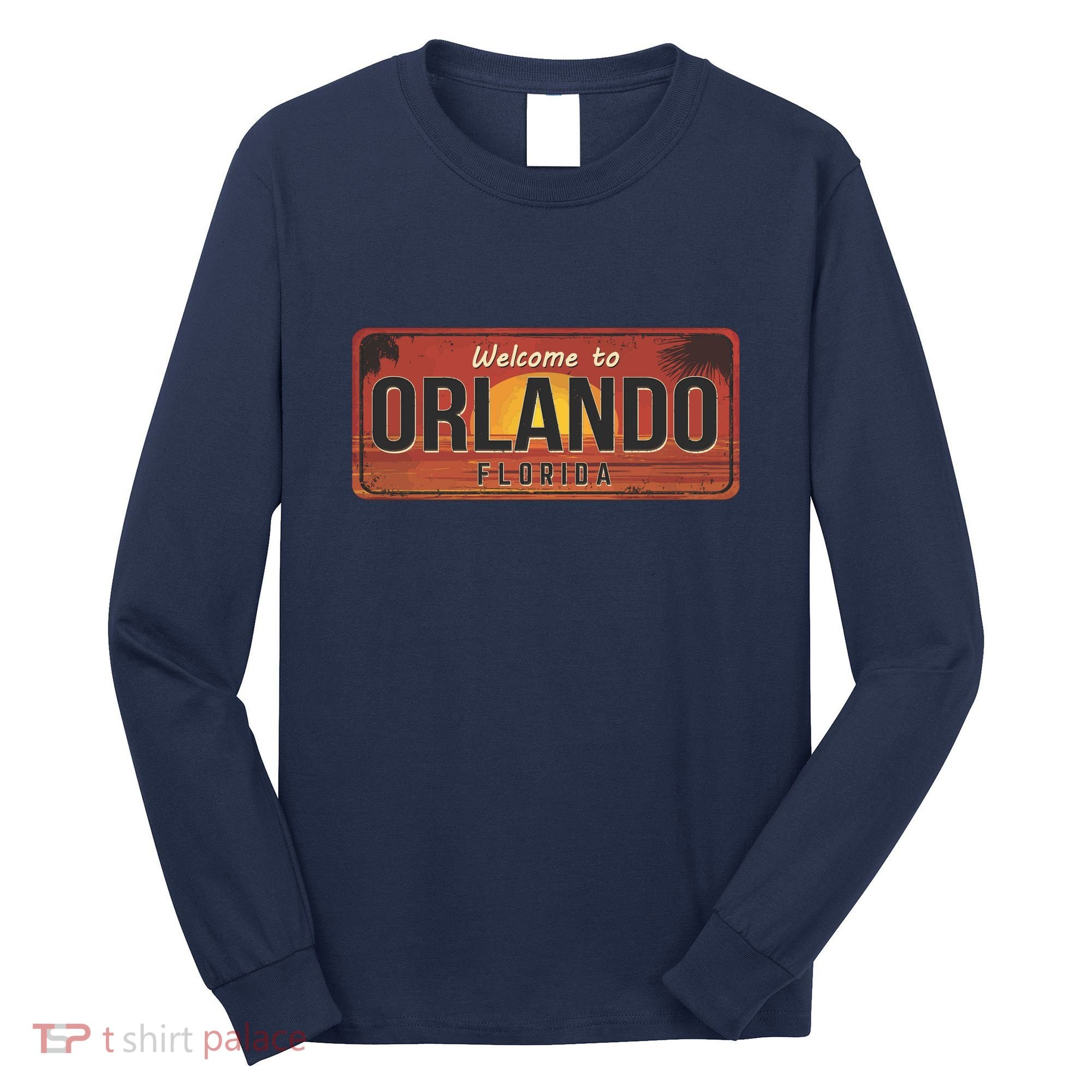 Orlando Florida License Plate Sunset Long Sleeve Shirt