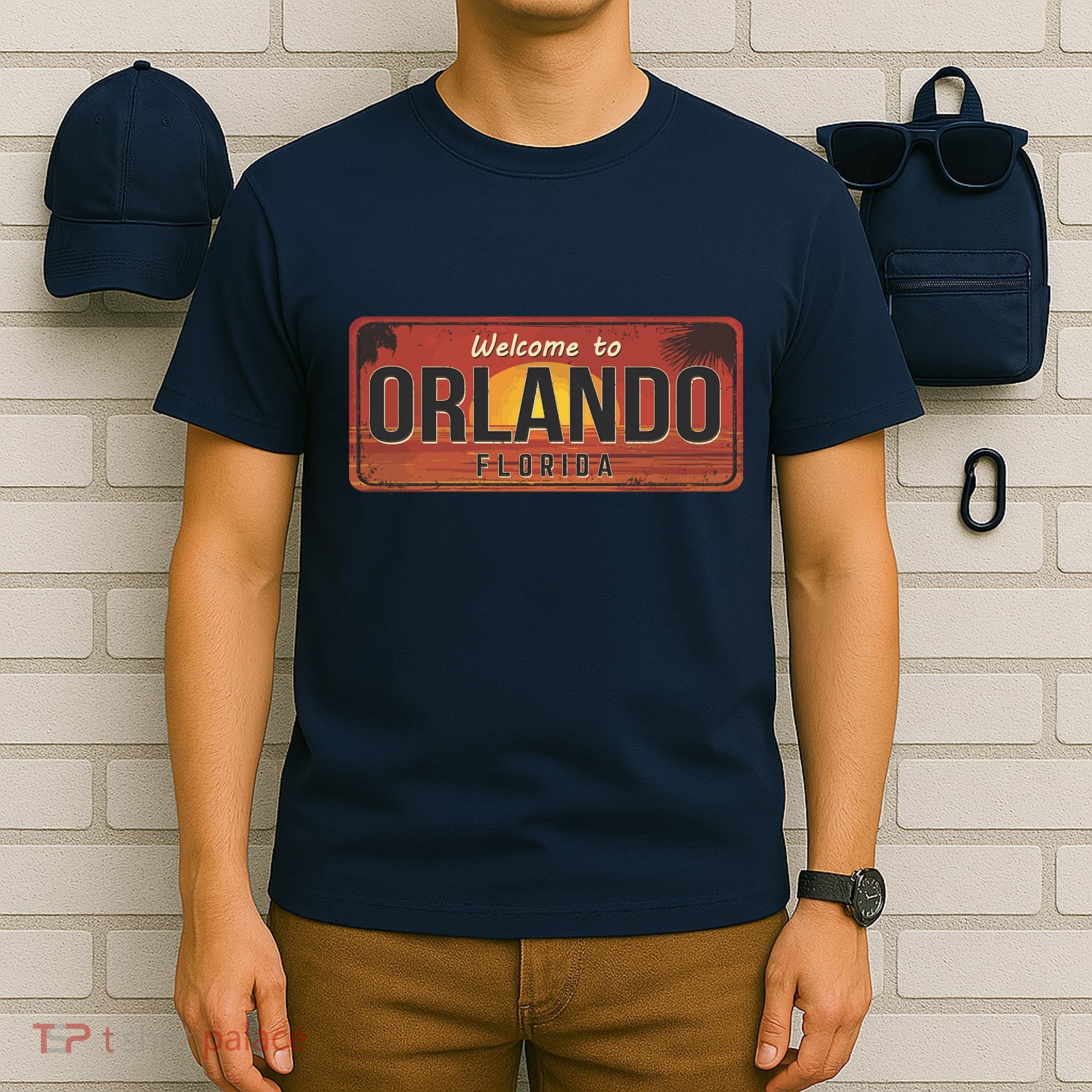 Orlando Florida License Plate Sunset T-Shirt