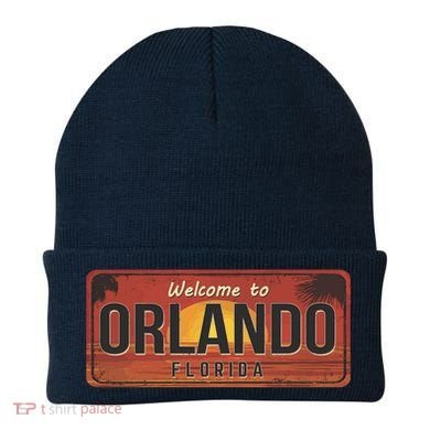 Orlando Florida License Plate Sunset Beanie