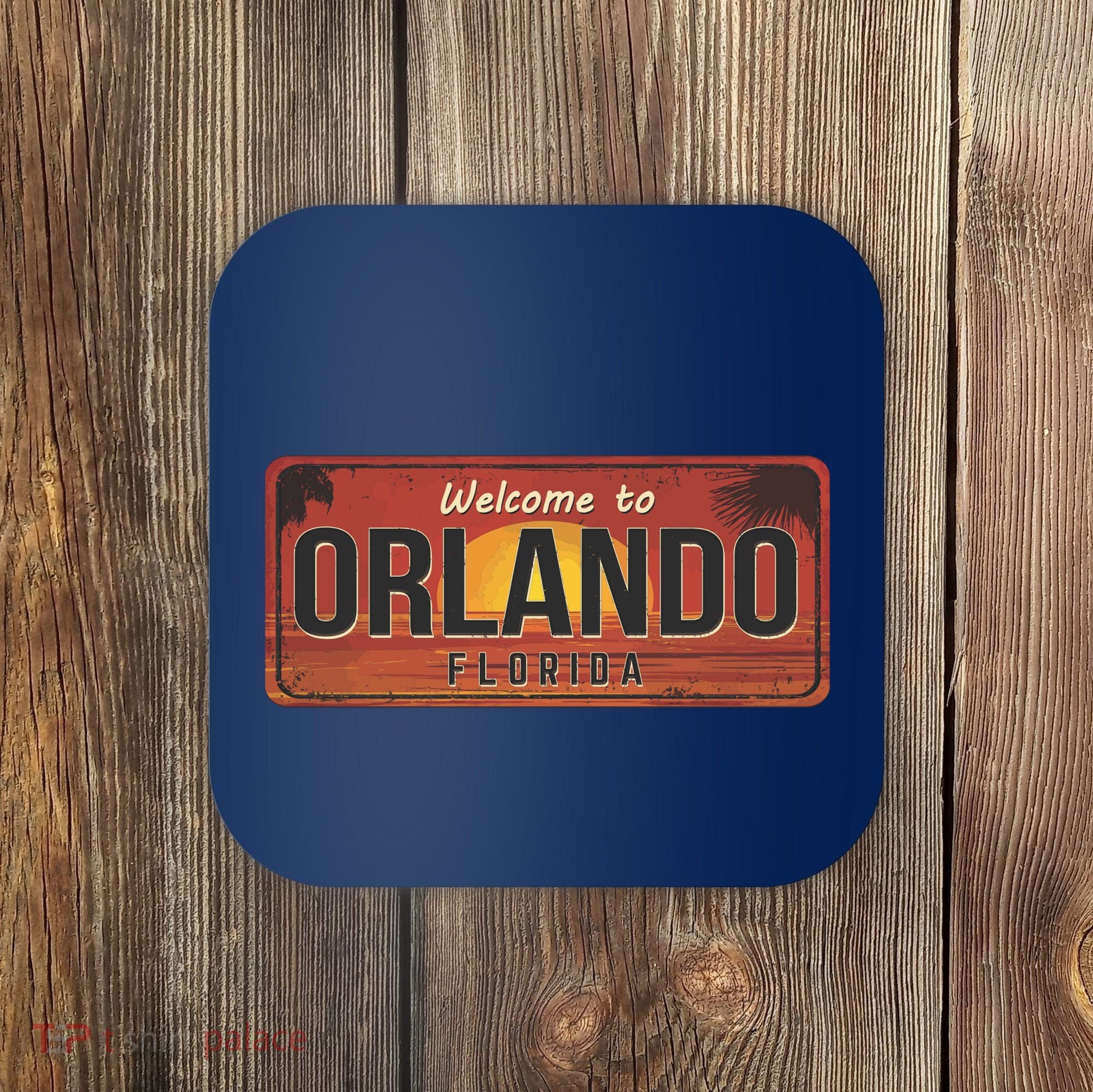 Orlando Florida License Plate Sunset Coaster