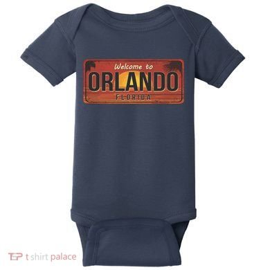 Orlando Florida License Plate Sunset Baby Bodysuit