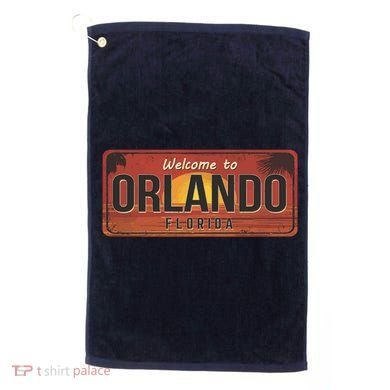 Orlando Florida License Plate Sunset Golf Towel