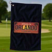 Orlando Florida License Plate Sunset Golf Towel thumb 1