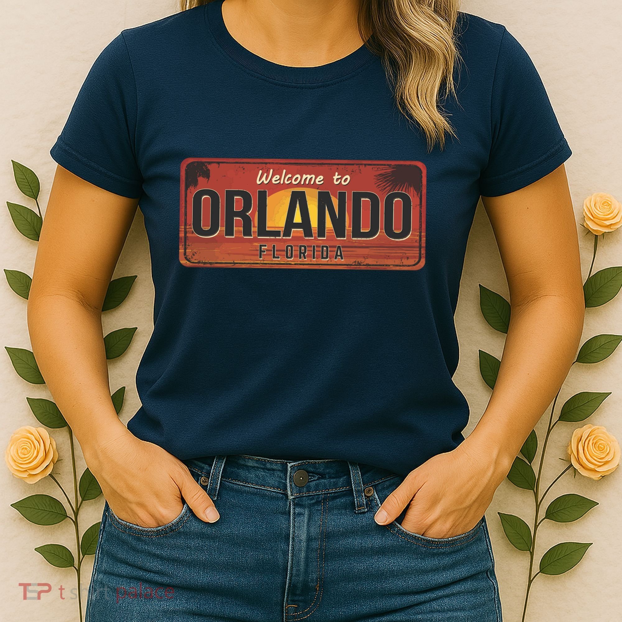 Orlando Florida License Plate Sunset Women's T-Shirt