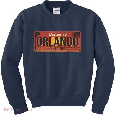 Orlando Florida License Plate Sunset Kids Sweatshirt