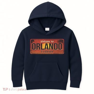 Orlando Florida License Plate Sunset Kids Hoodie