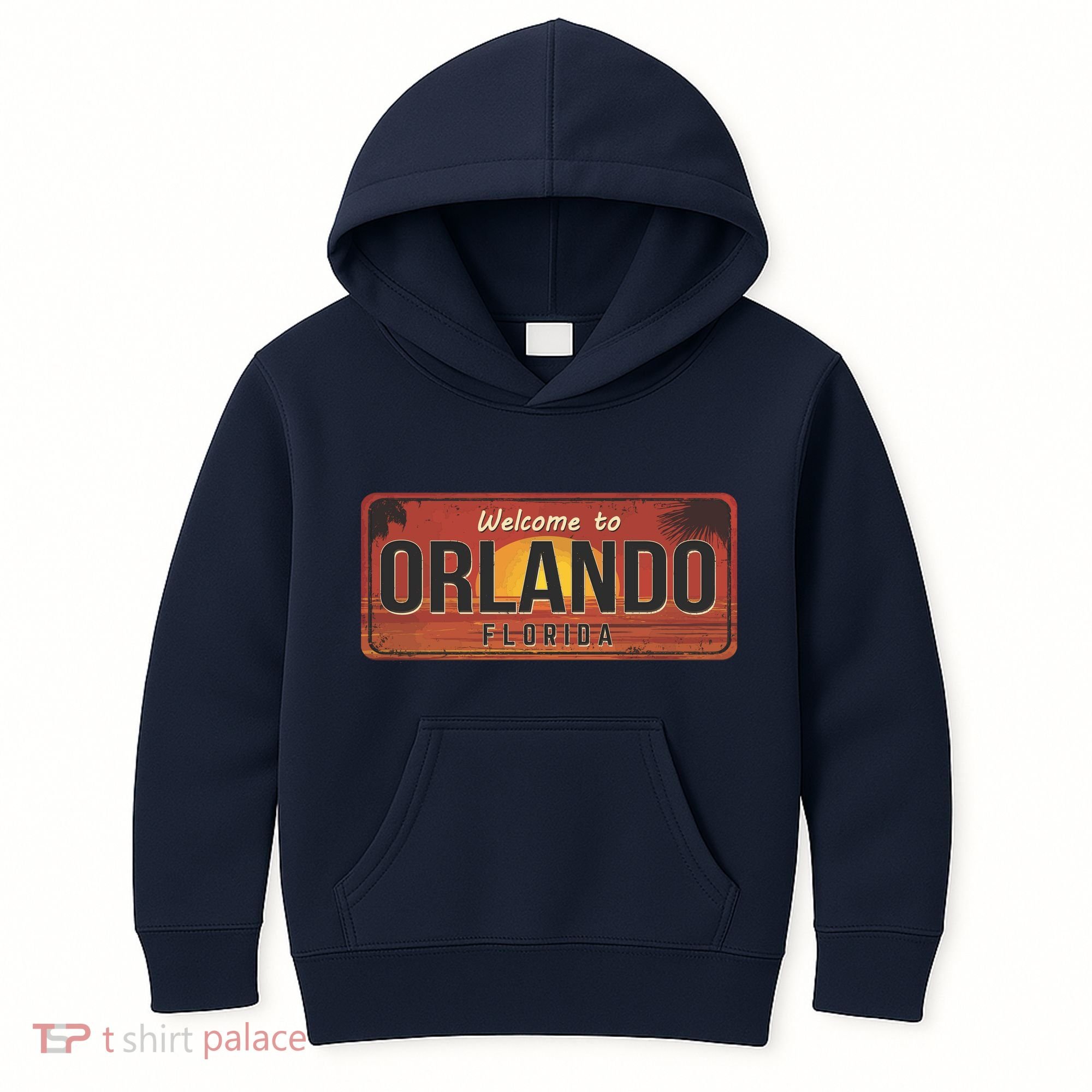 Orlando Florida License Plate Sunset Kids Hoodie