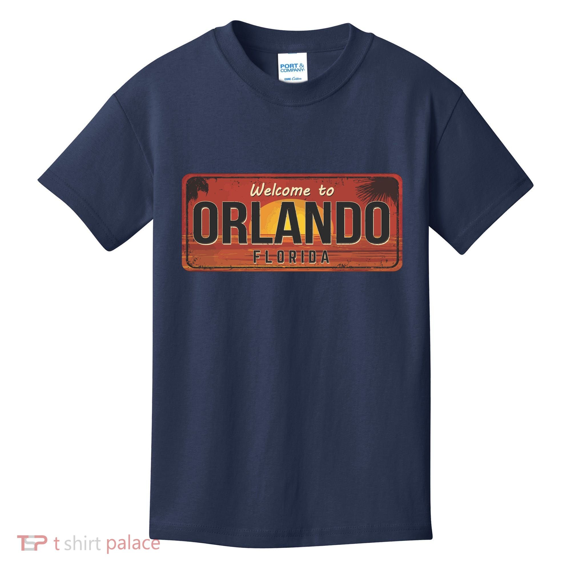 Orlando Florida License Plate Sunset Kids T-Shirt