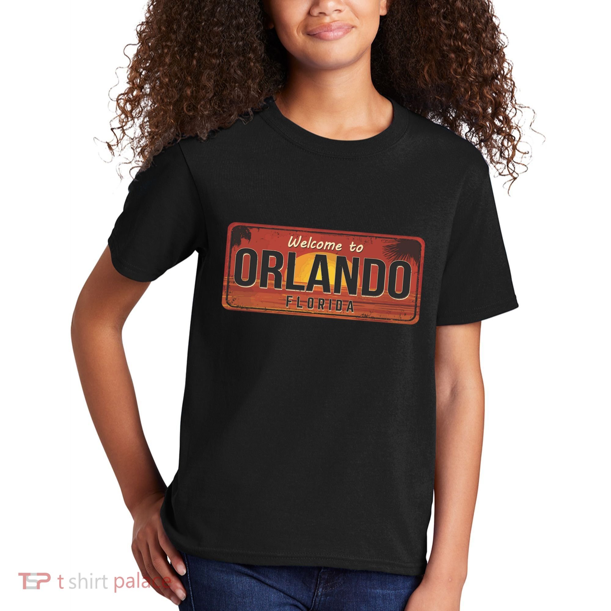 Orlando Florida License Plate Sunset Kids T-Shirt