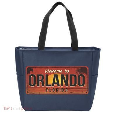 Orlando Florida License Plate Sunset Tote Bag