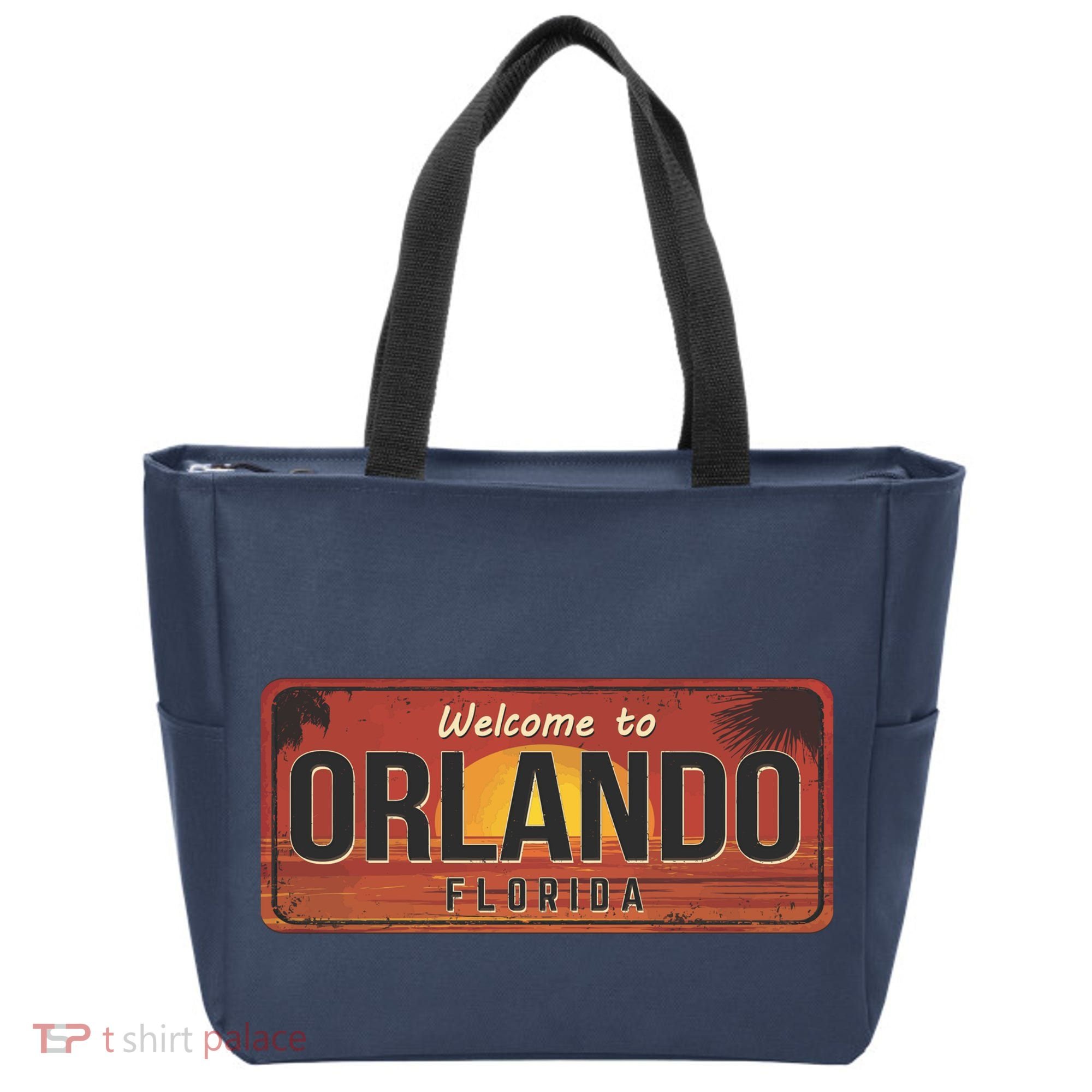 Orlando Florida License Plate Sunset Tote Bag