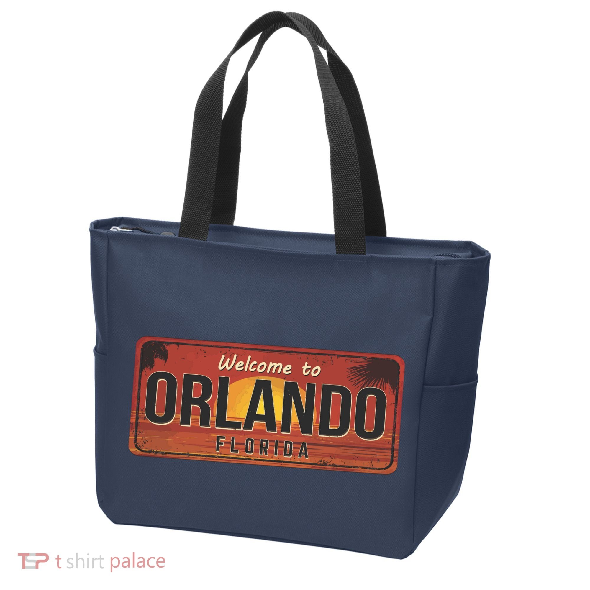Orlando Florida License Plate Sunset Tote Bag