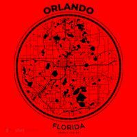 Orlando Florida Map Sketch Santa Hat thumb 1