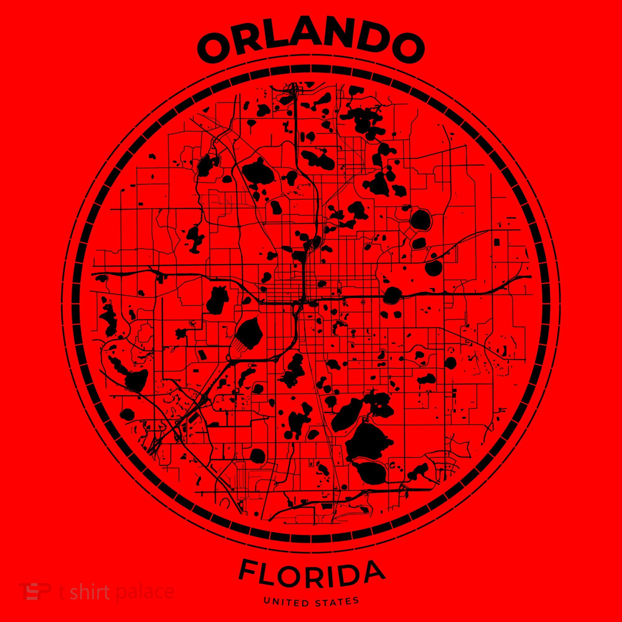 Orlando Florida Map Sketch Santa Hat