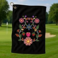 Ojibwe Floral Native Wild Flowers Indigenous Cute Botanical Golf Towel thumb 1
