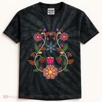 Ojibwe Floral Native Wild Flowers Indigenous Cute Botanical Kids Tie-Dye T-Shirt thumb 0