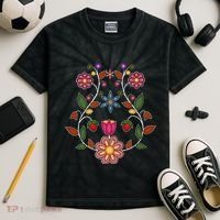 Ojibwe Floral Native Wild Flowers Indigenous Cute Botanical Kids Tie-Dye T-Shirt thumb 2