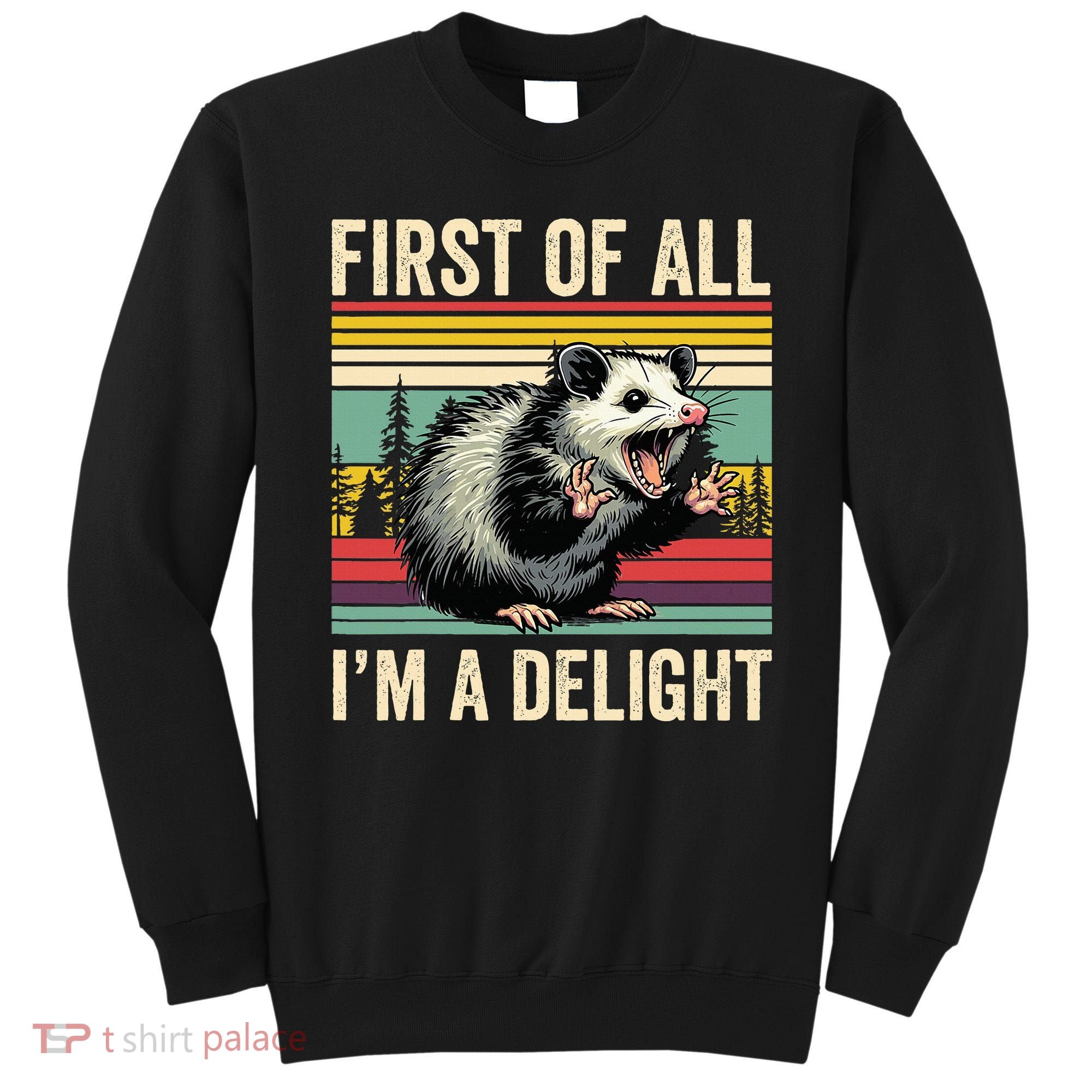 Opossum First Of All Im A Delight Possum Sweatshirt