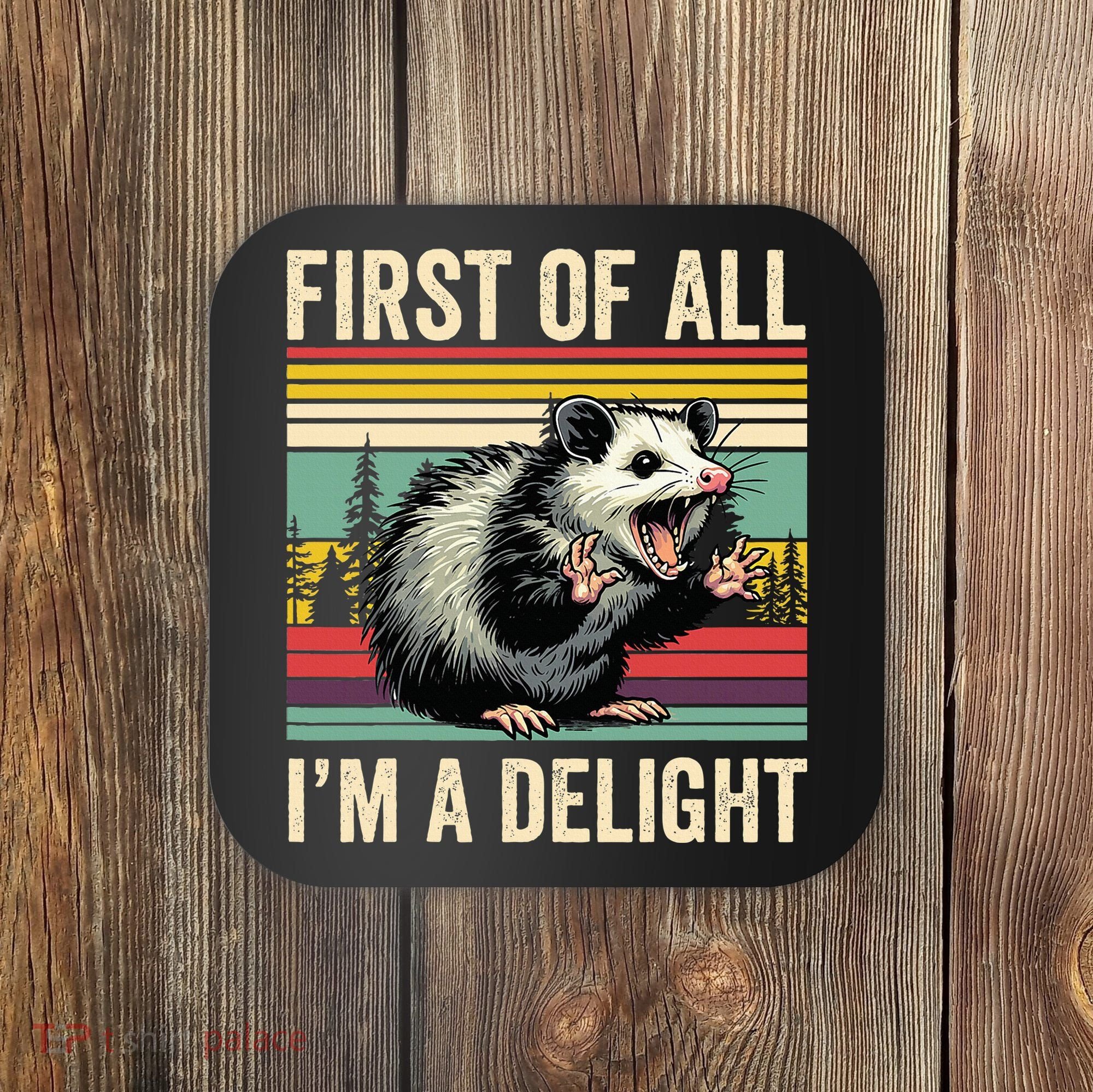 Opossum First Of All Im A Delight Possum Coaster