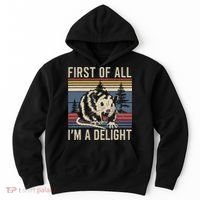 Opossum First Of All I Am A Delight Sarcastic Hoodie thumb 0