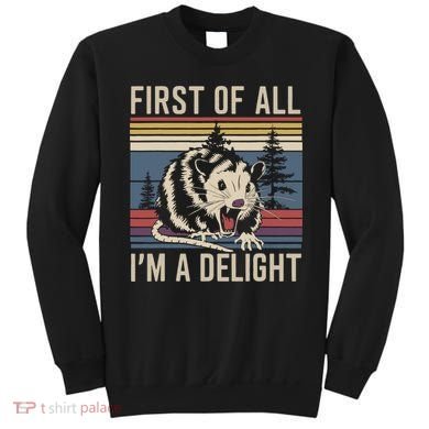 Opossum First Of All I Am A Delight Sarcastic Sweatshirt