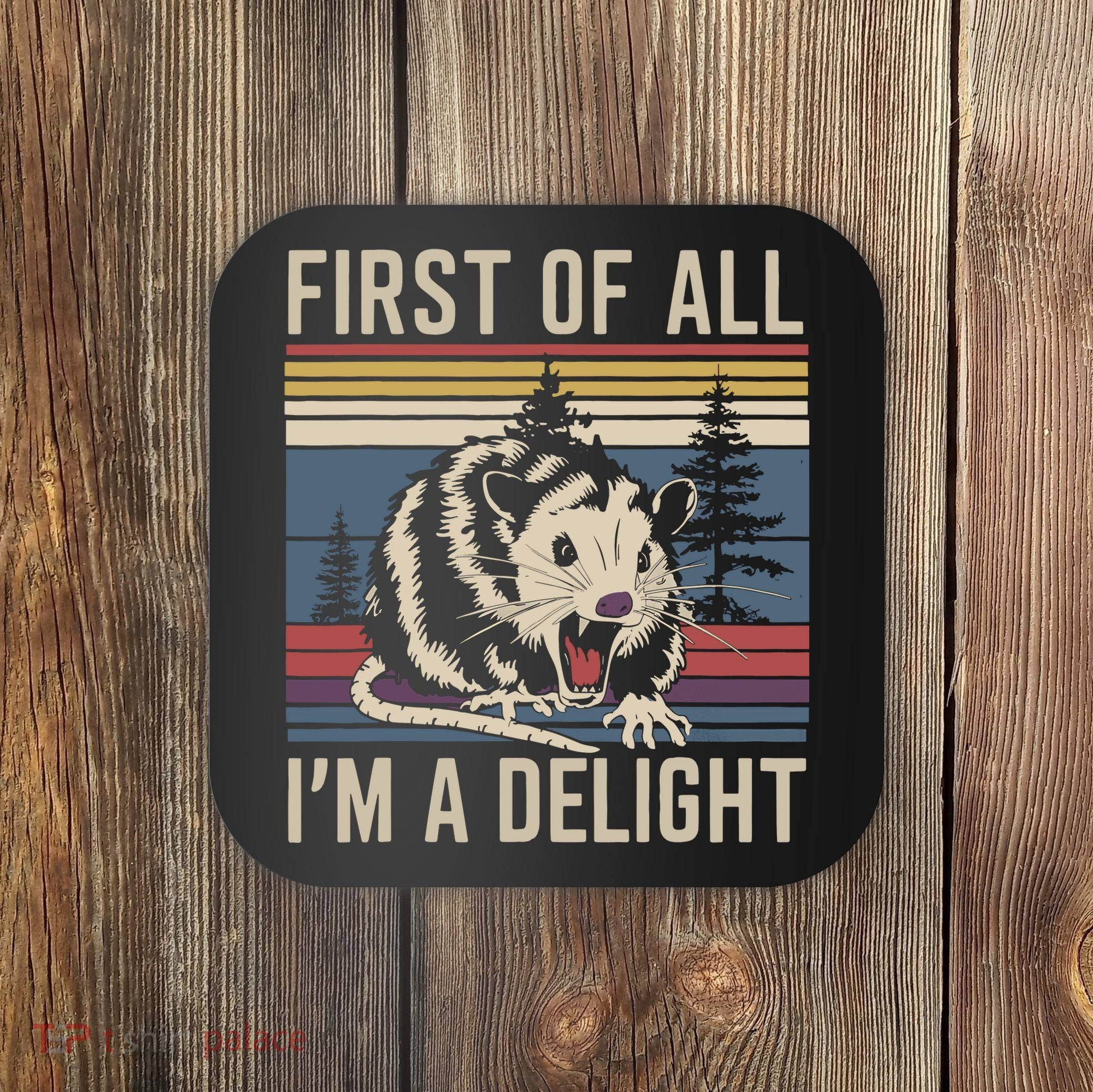 Opossum First Of All I Am A Delight Sarcastic Coaster