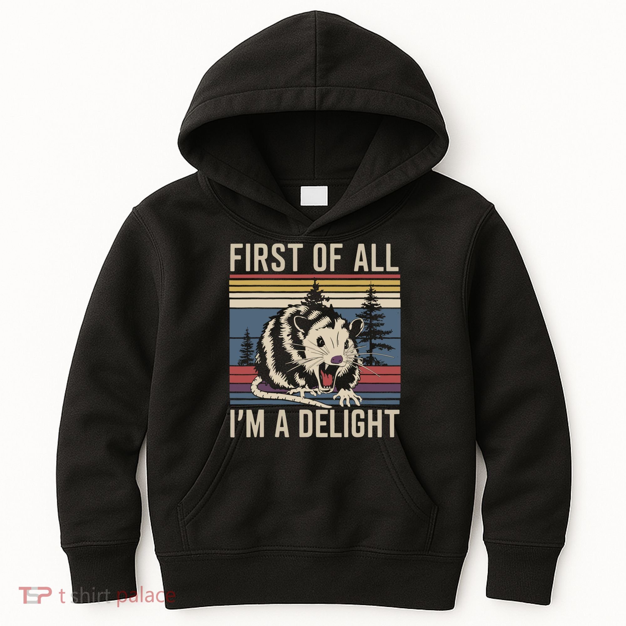 Opossum First Of All I Am A Delight Sarcastic Kids Hoodie