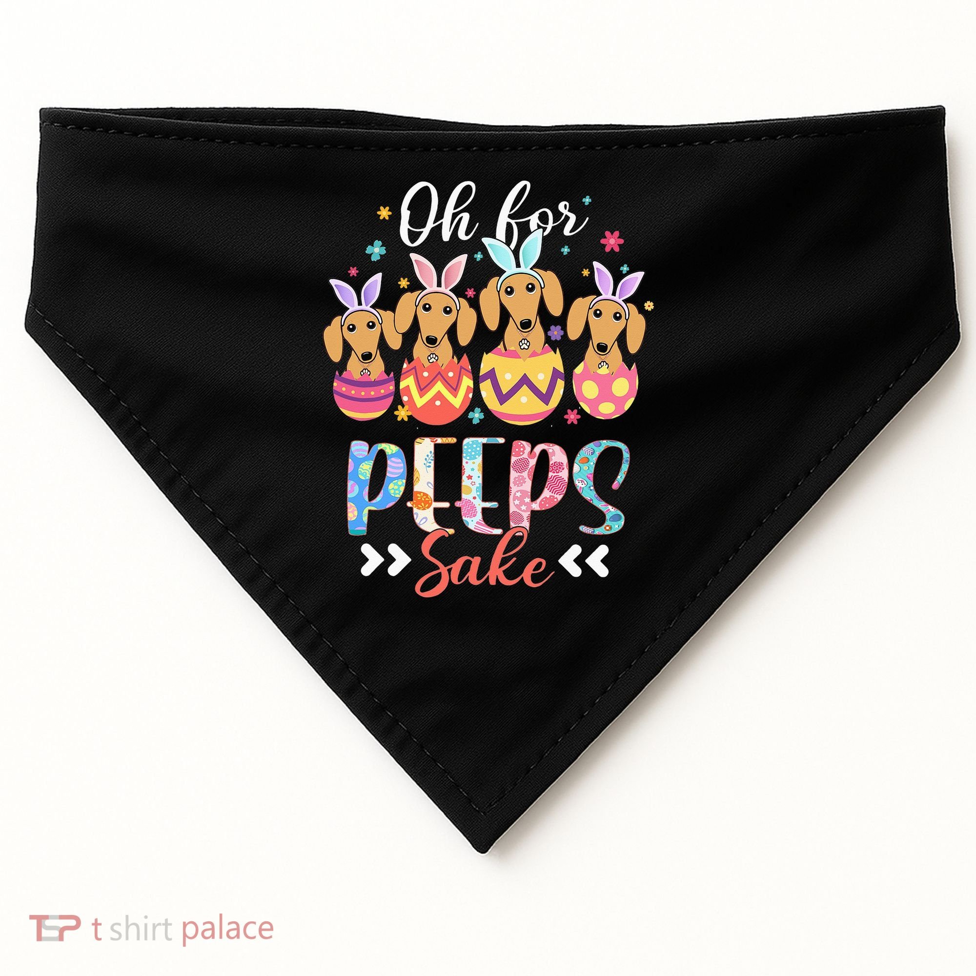 Oh For Peeps Sake Funny Easter Dachshund Bunny Ear Egg USA-Made Doggie Bandana