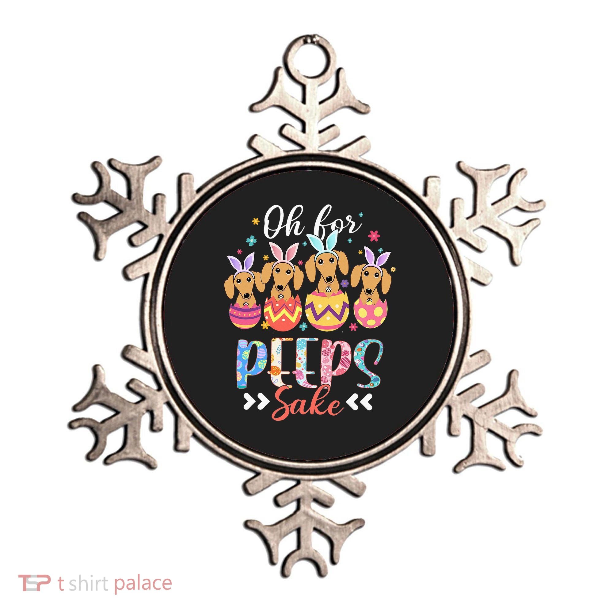 Oh For Peeps Sake Funny Easter Dachshund Bunny Ear Egg Ornament