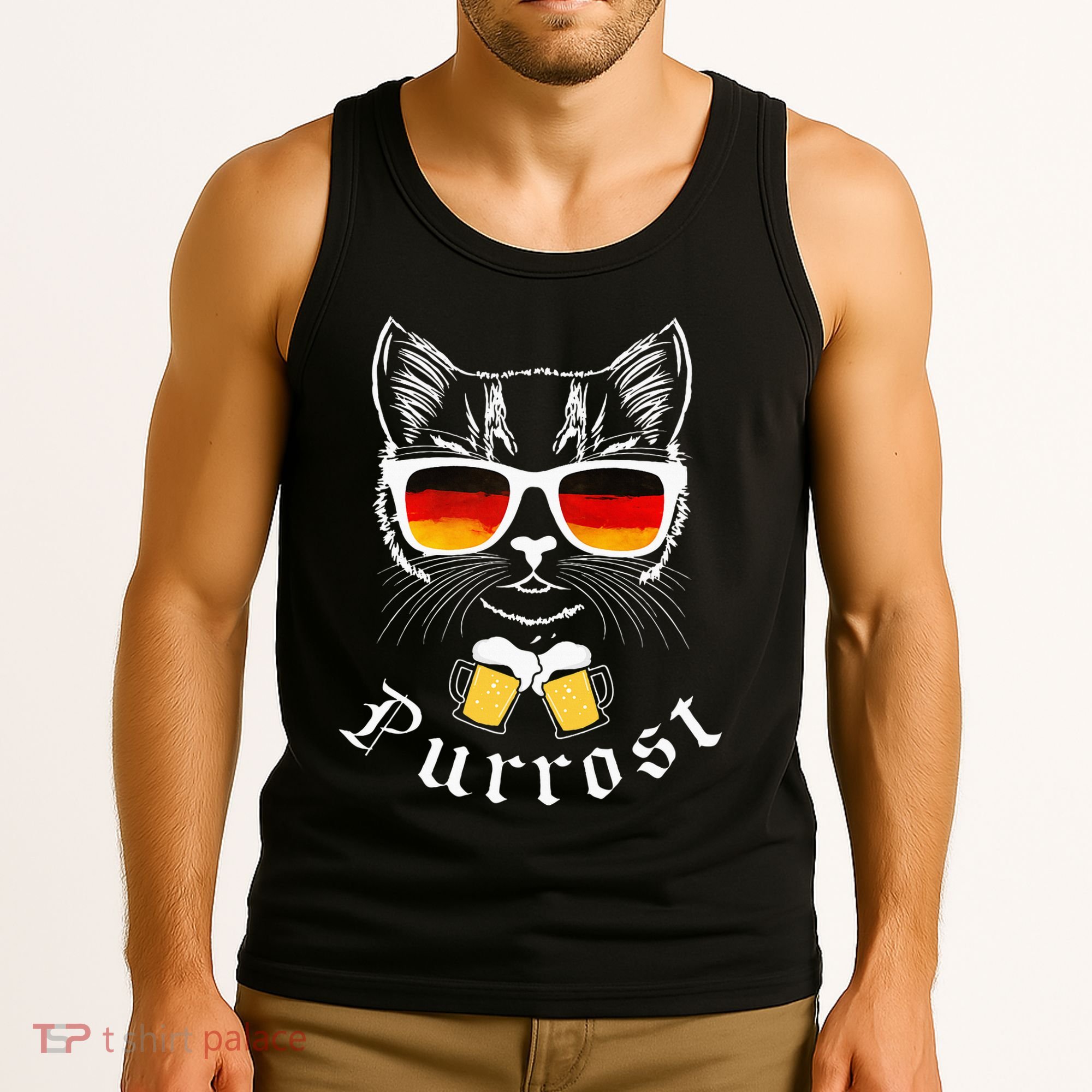 Oktoberfest Funny Prost Pun Purrost Cat Tank Top