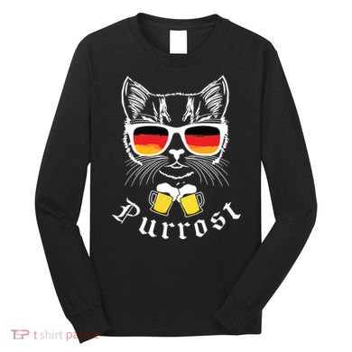 Oktoberfest Funny Prost Pun Purrost Cat Long Sleeve Shirt